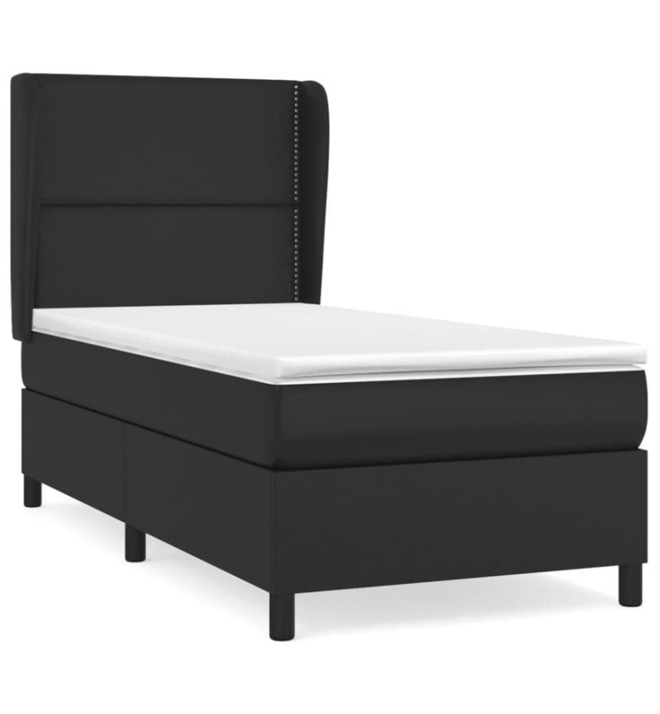 Boxspringbett mit Matratze Schwarz 90x200 cm Kunstleder