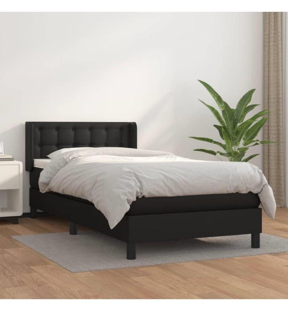 Boxspringbett mit Matratze Schwarz 100x200 cm Kunstleder