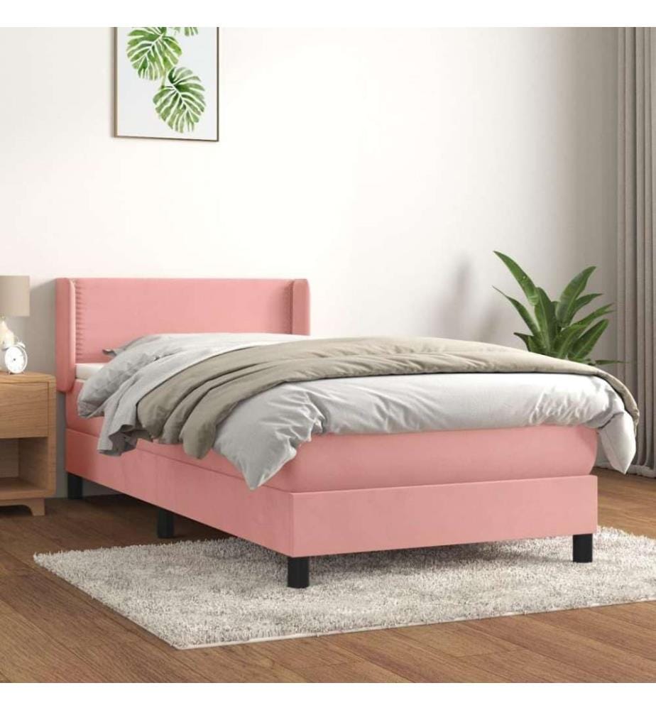 Boxspringbett mit Matratze Rosa 100x200 cm Samt