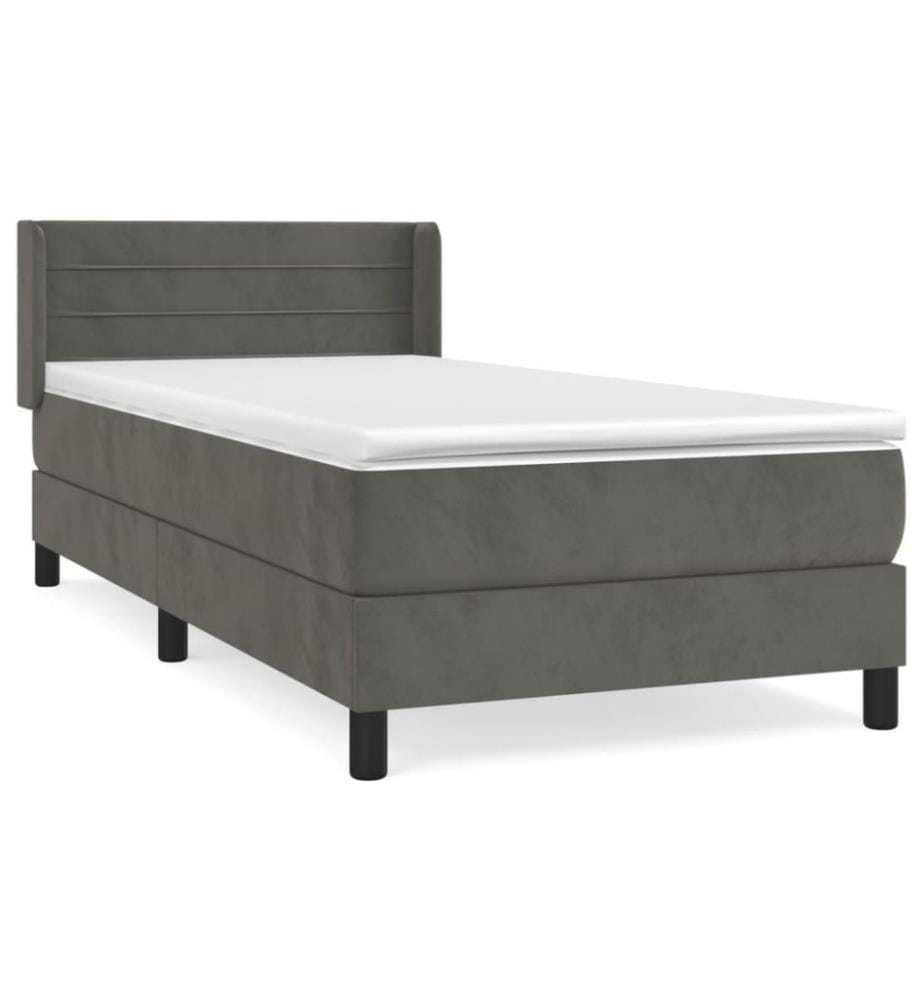 Boxspringbett mit Matratze Dunkelgrau 90x200 cm Samt