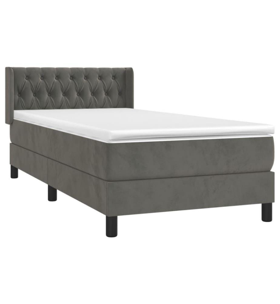 Boxspringbett mit Matratze Dunkelgrau 90x200 cm Samt