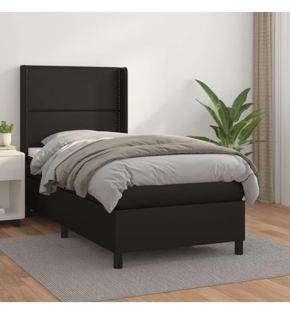 Boxspringbett mit Matratze Schwarz 100x200 cm Kunstleder
