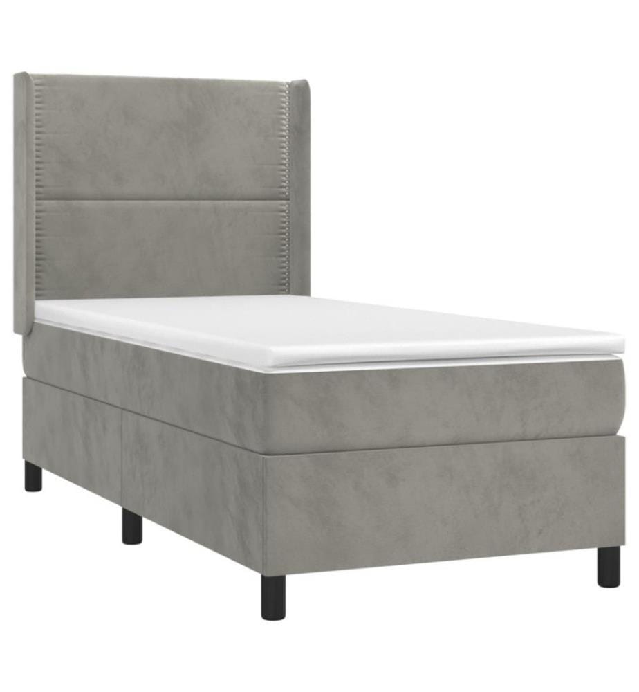 Boxspringbett mit Matratze Hellgrau 90x190 cm Samt