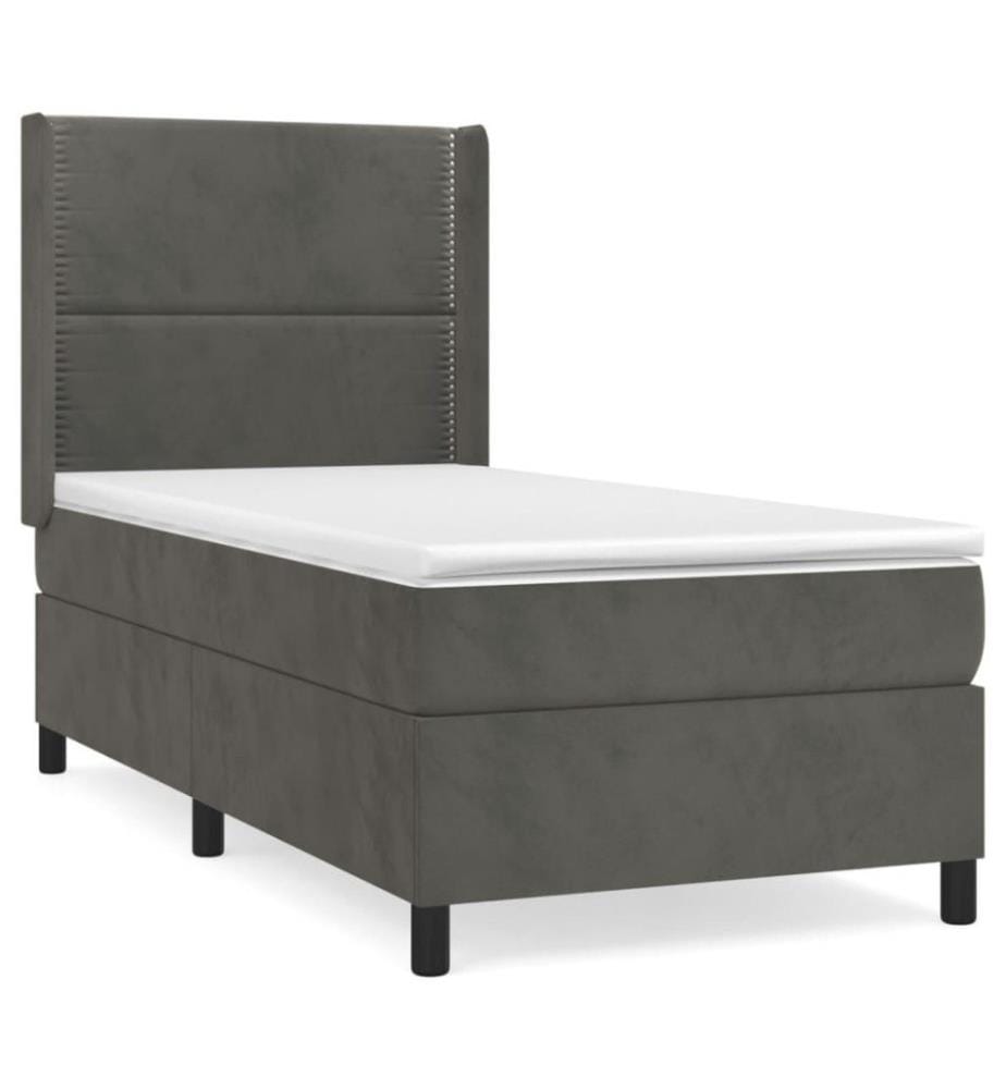 Boxspringbett mit Matratze Dunkelgrau 90x200 cm Samt