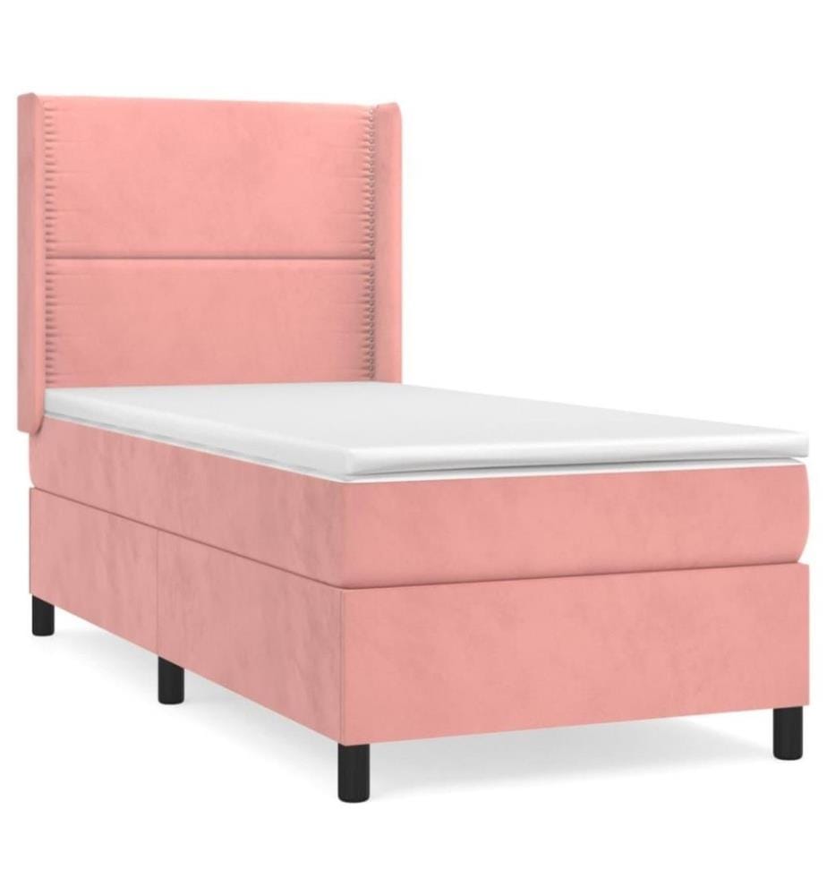 Boxspringbett mit Matratze Rosa 100x200 cm Samt