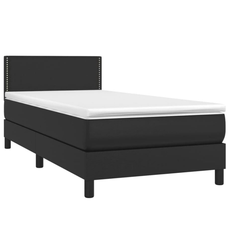 Boxspringbett mit Matratze & LED Schwarz 100x200 cm Kunstleder