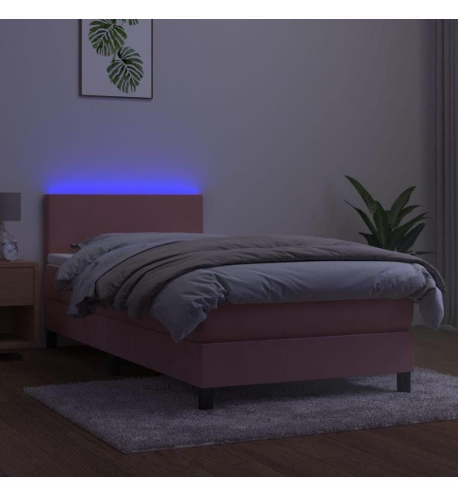 Boxspringbett mit Matratze & LED Rosa 80x200 cm Samt