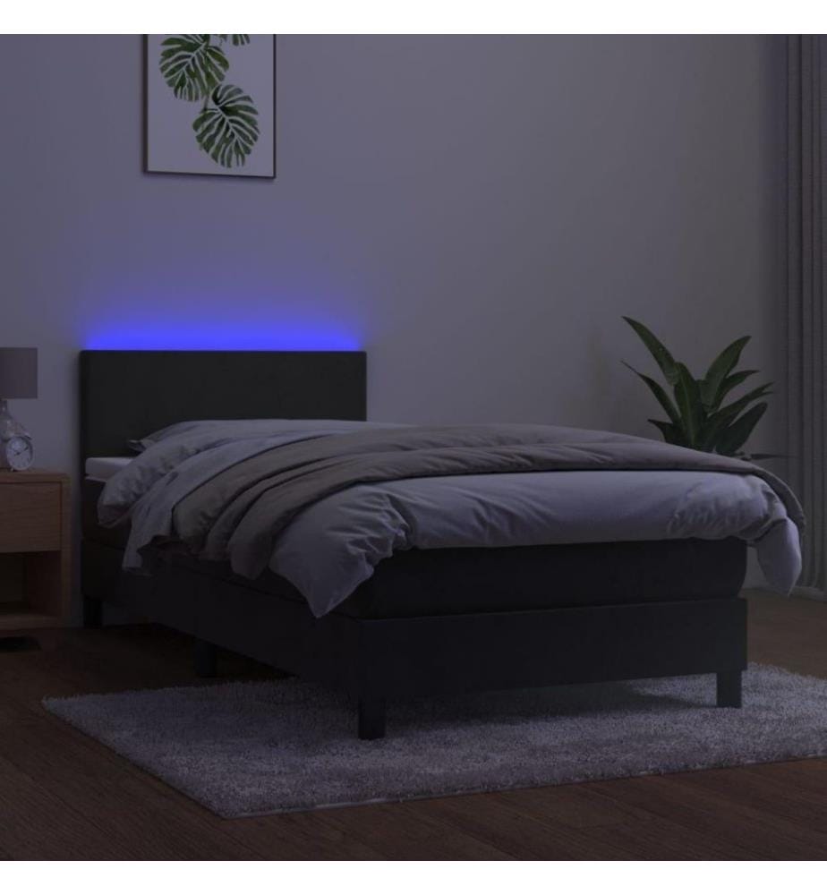Boxspringbett mit Matratze & LED Dunkelgrau 90x200 cm Samt
