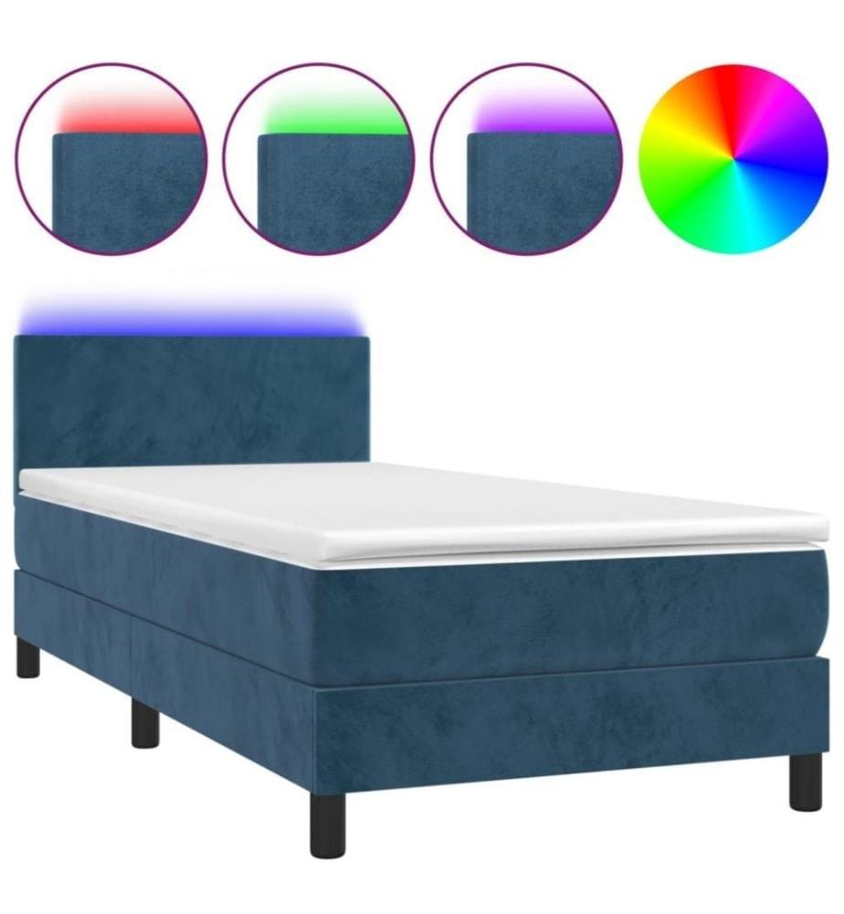 Boxspringbett mit Matratze & LED Dunkelblau 100x200 cm Samt
