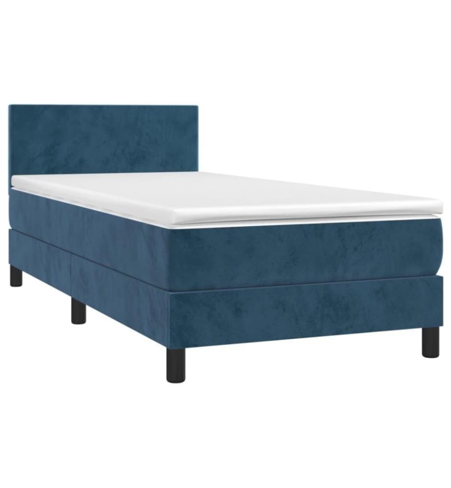 Boxspringbett mit Matratze & LED Dunkelblau 100x200 cm Samt