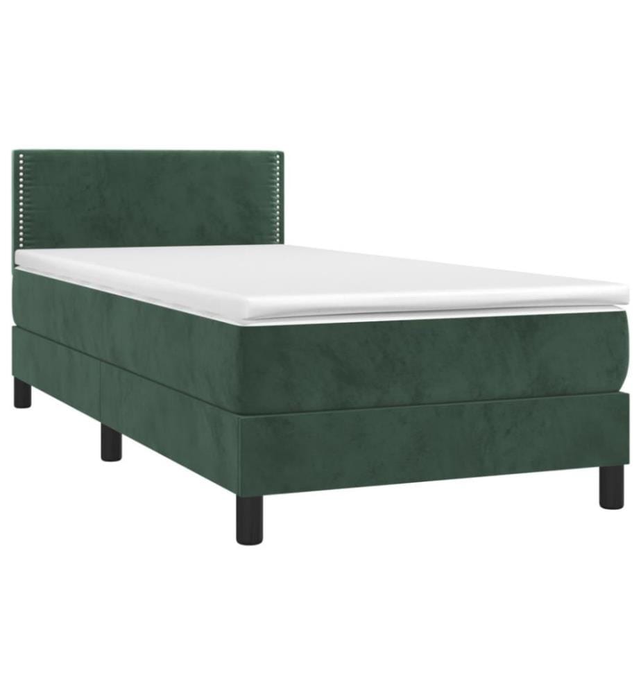 Boxspringbett mit Matratze & LED Dunkelgrün 100x200 cm Samt