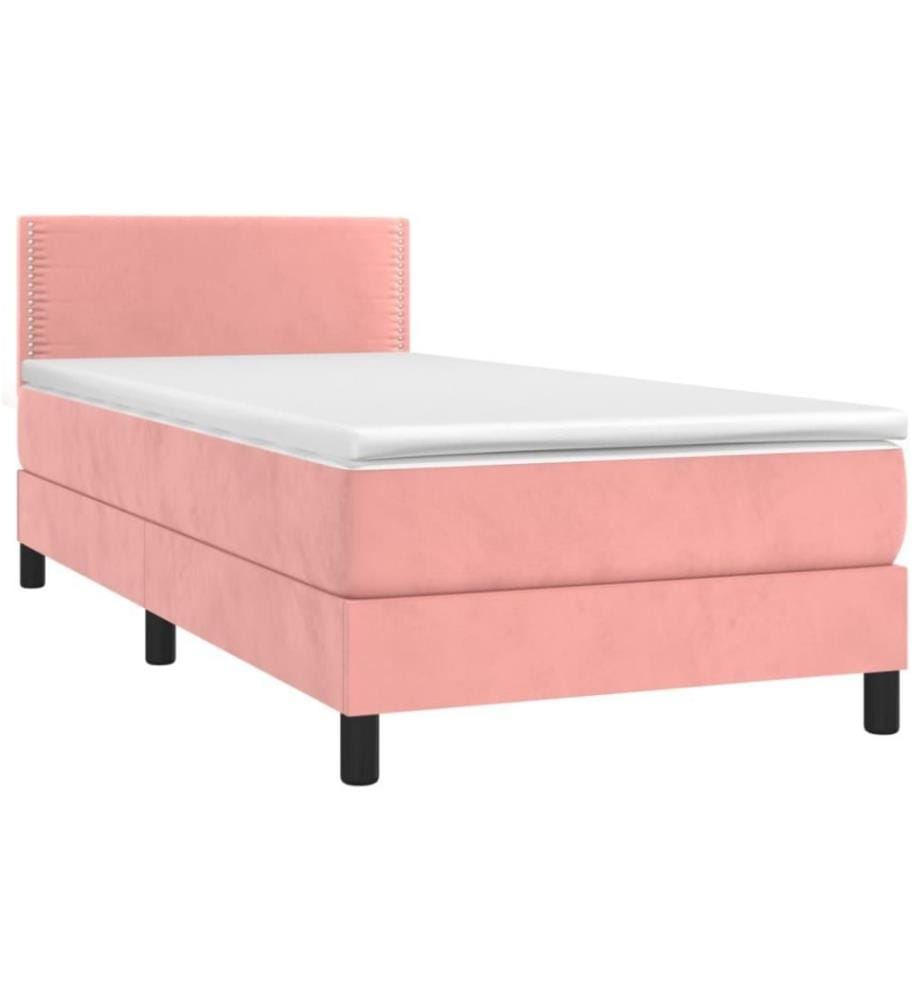 Boxspringbett mit Matratze & LED Rosa 100x200 cm Samt