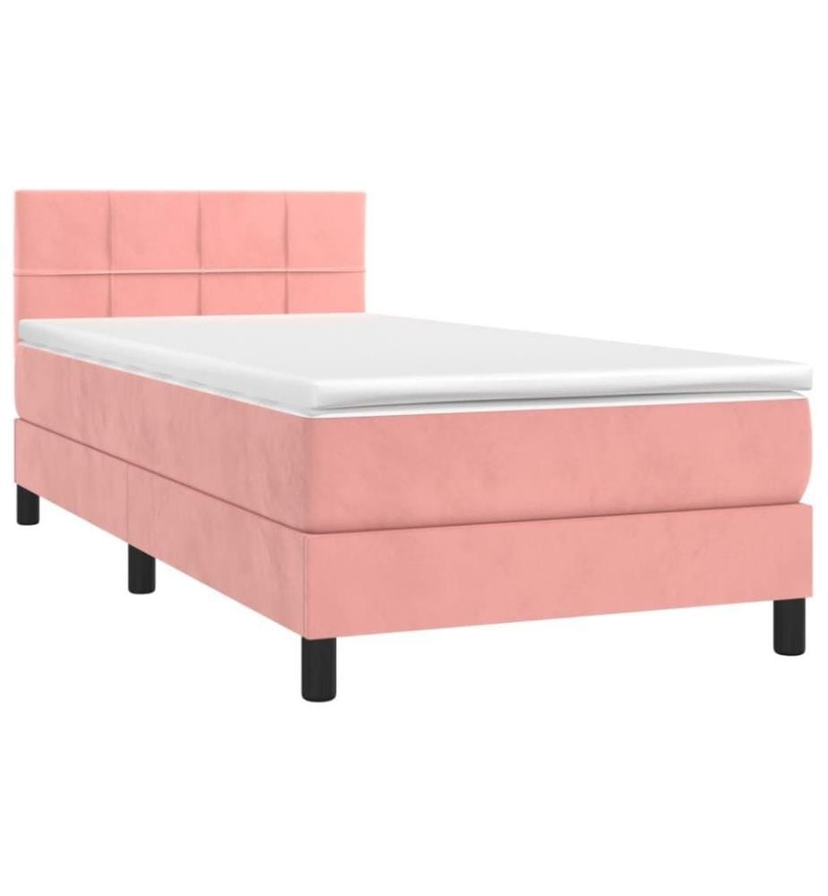 Boxspringbett mit Matratze & LED Rosa 80x200 cm Samt