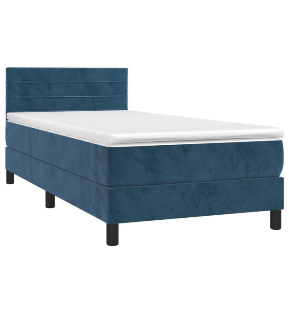 Boxspringbett mit Matratze & LED Dunkelblau 100x200 cm Samt