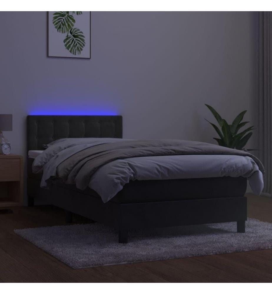 Boxspringbett mit Matratze & LED Dunkelgrau 100x200 cm Samt