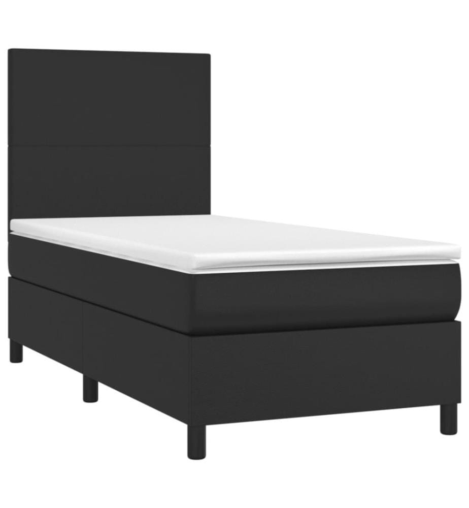 Boxspringbett mit Matratze & LED Schwarz 100x200 cm Kunstleder