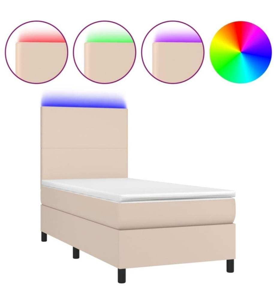 Boxspringbett mit Matratze & LED Cappuccino-Braun 100x200cm