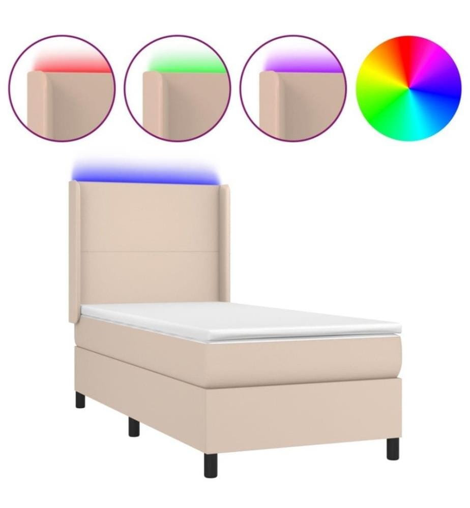 Boxspringbett mit Matratze & LED Cappuccino-Braun 100x200cm