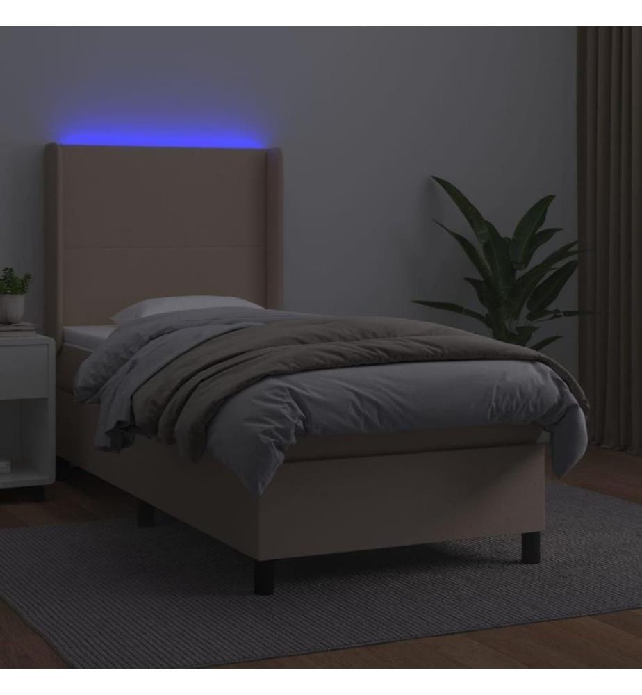 Boxspringbett mit Matratze & LED Cappuccino-Braun 100x200cm