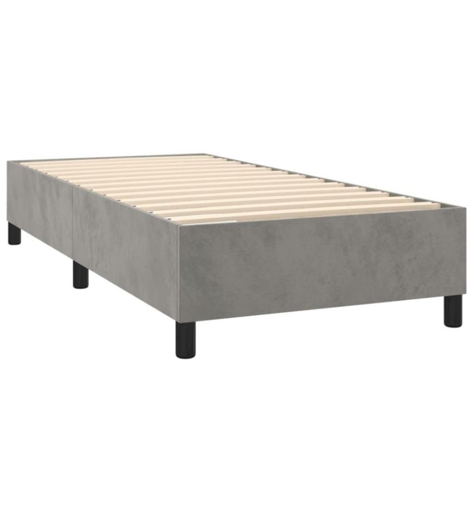 Boxspringbett mit Matratze & LED Hellgrau 100x200 cm Samt