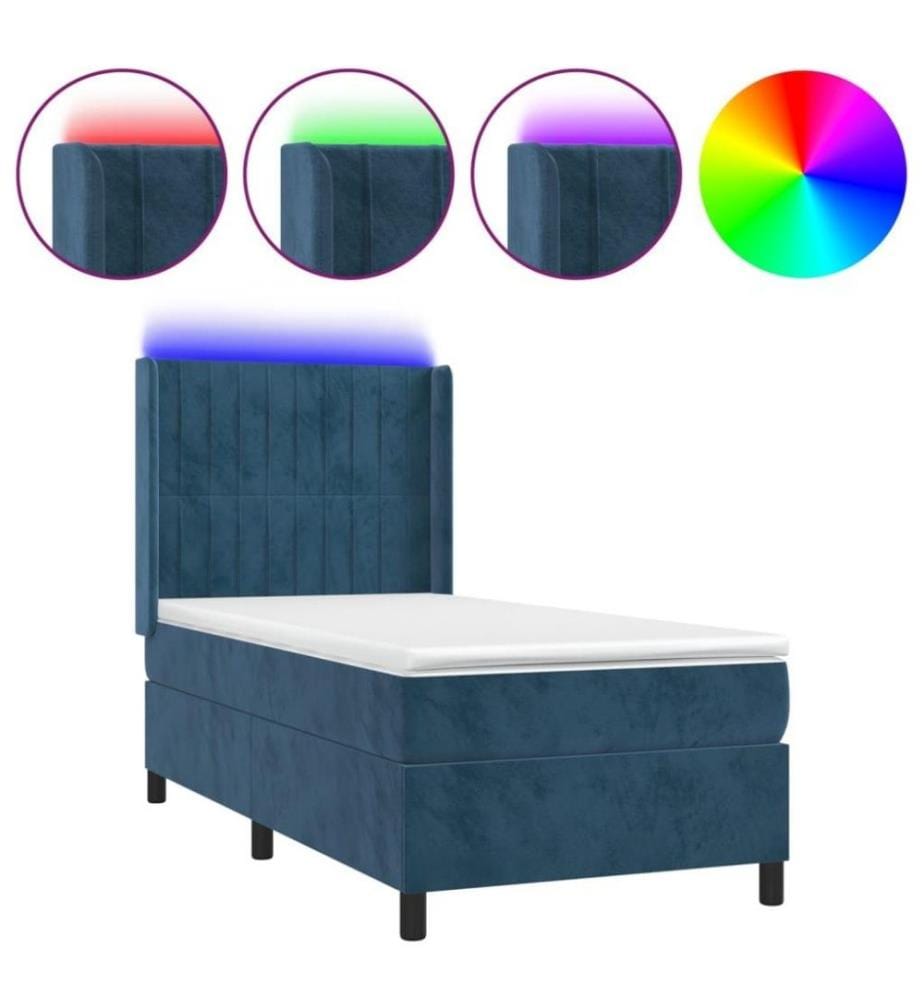Boxspringbett mit Matratze & LED Dunkelblau 100x200 cm Samt
