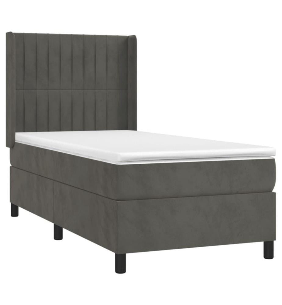 Boxspringbett mit Matratze & LED Dunkelgrau 100x200 cm Samt