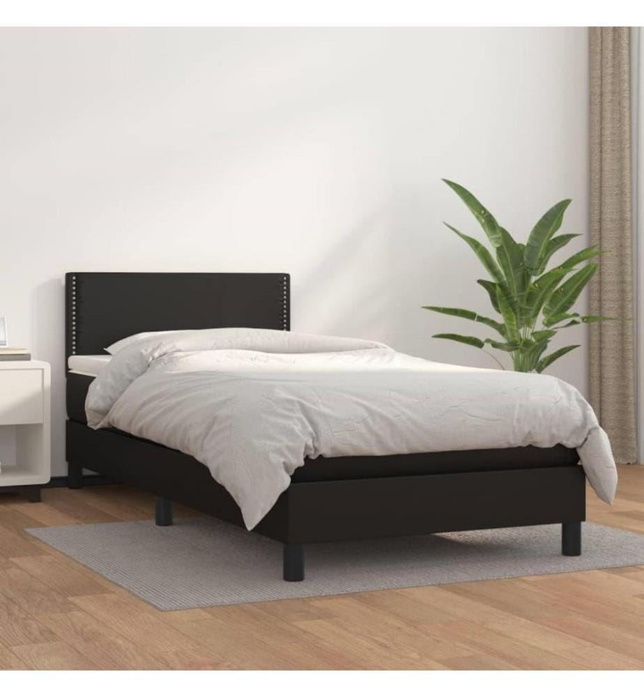 Boxspringbett mit Matratze Schwarz 100x200 cm Kunstleder