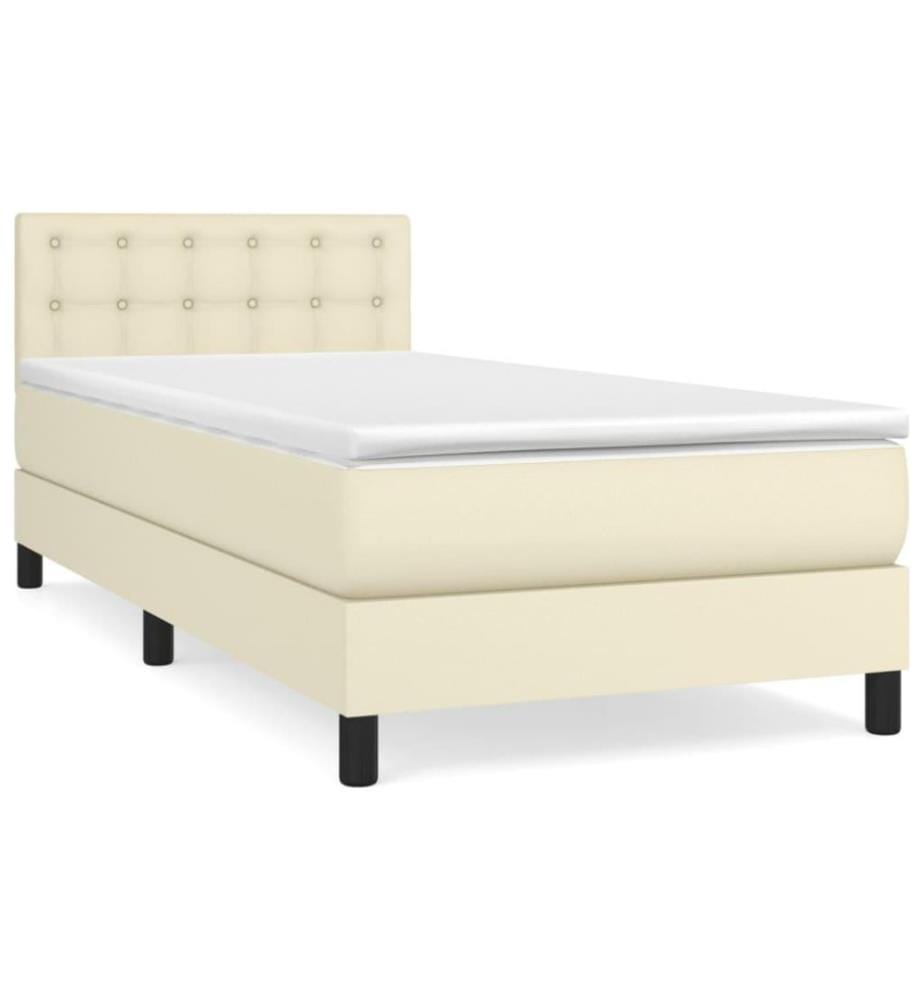 Boxspringbett mit Matratze Creme 100x200 cm Kunstleder