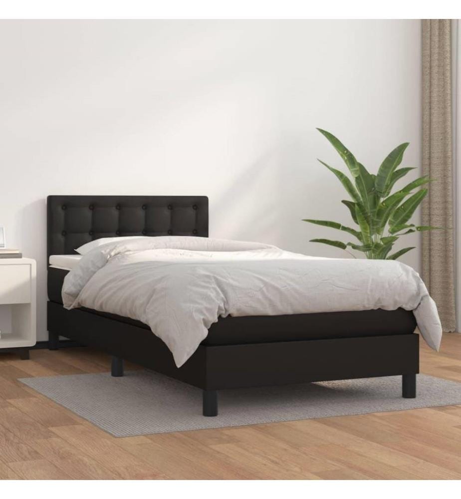Boxspringbett mit Matratze Schwarz 100x200 cm Kunstleder