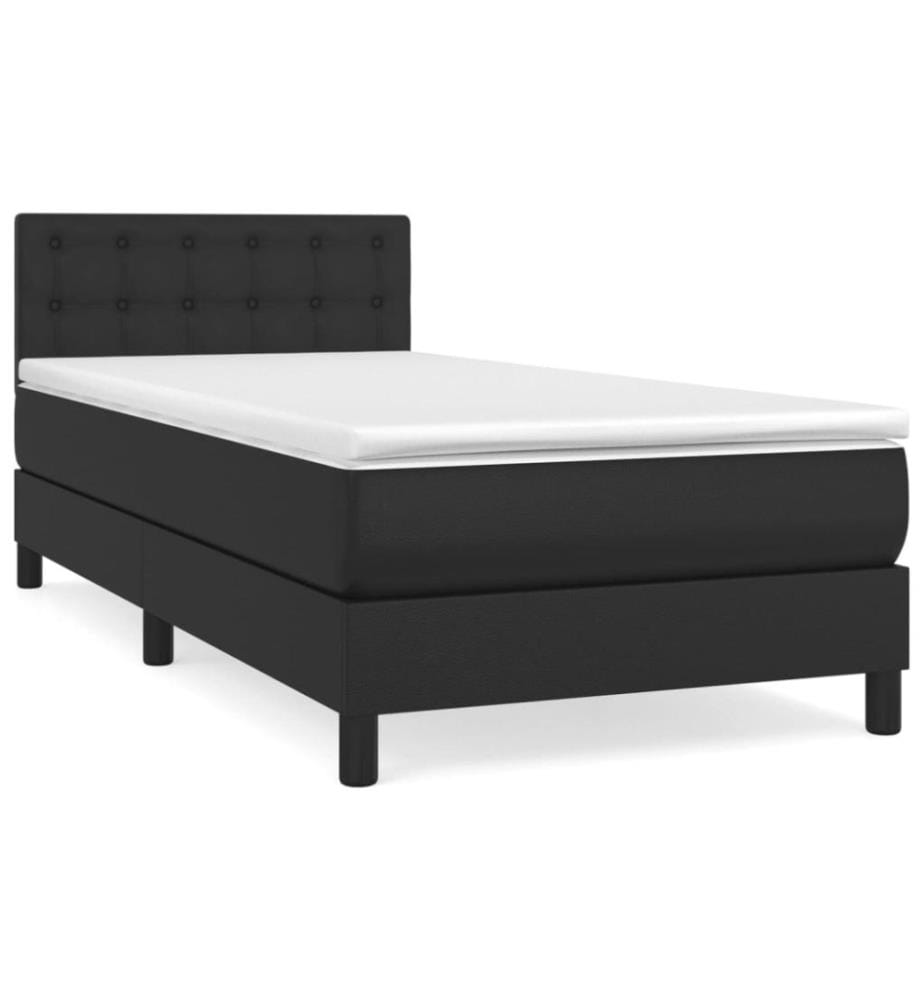 Boxspringbett mit Matratze Schwarz 100x200 cm Kunstleder