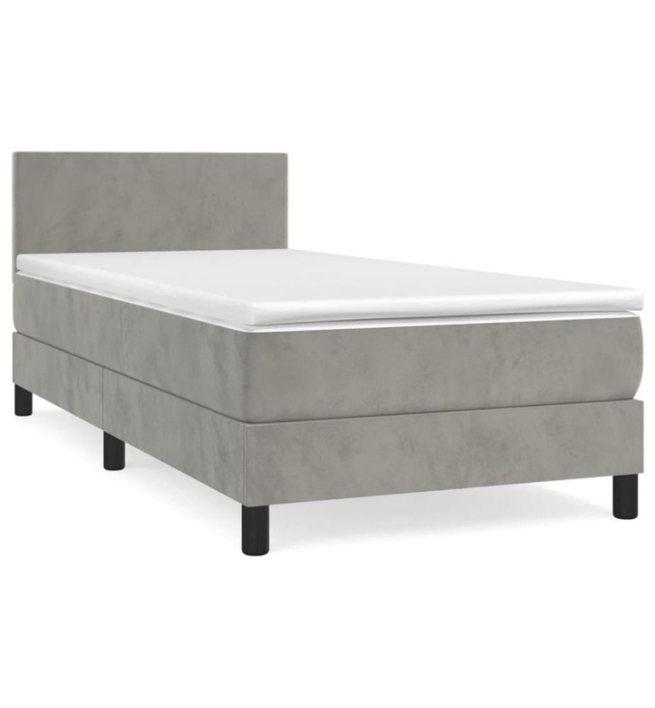 Boxspringbett mit Matratze Hellgrau 80x200 cm Samt