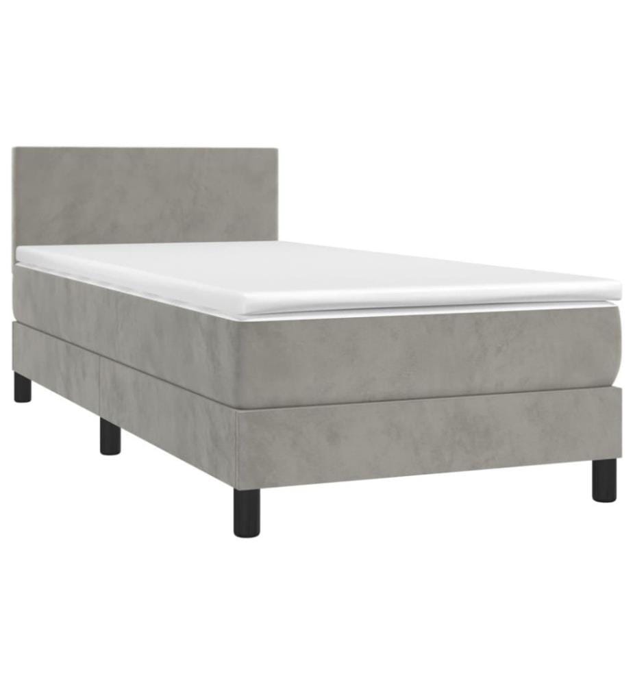 Boxspringbett mit Matratze Hellgrau 100x200 cm Samt