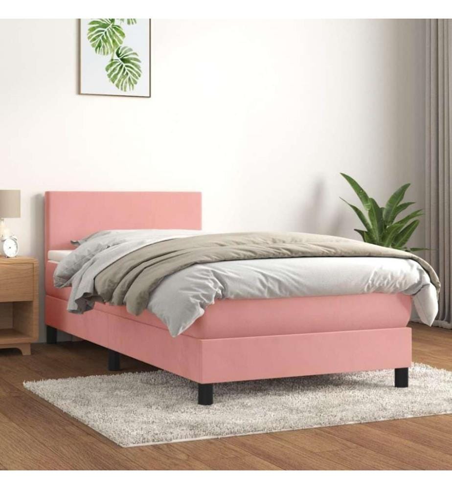 Boxspringbett mit Matratze Rosa 80x200 cm Samt