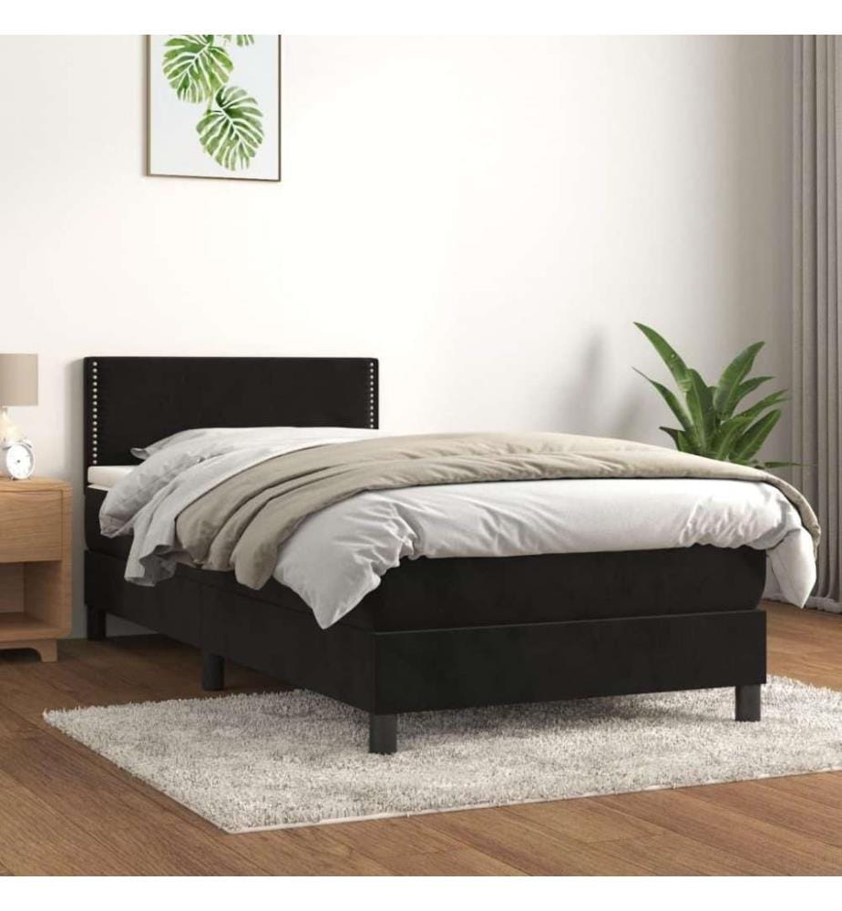Boxspringbett mit Matratze Schwarz 90x200 cm Samt