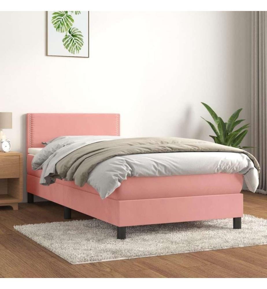 Boxspringbett mit Matratze Rosa 100x200 cm Samt
