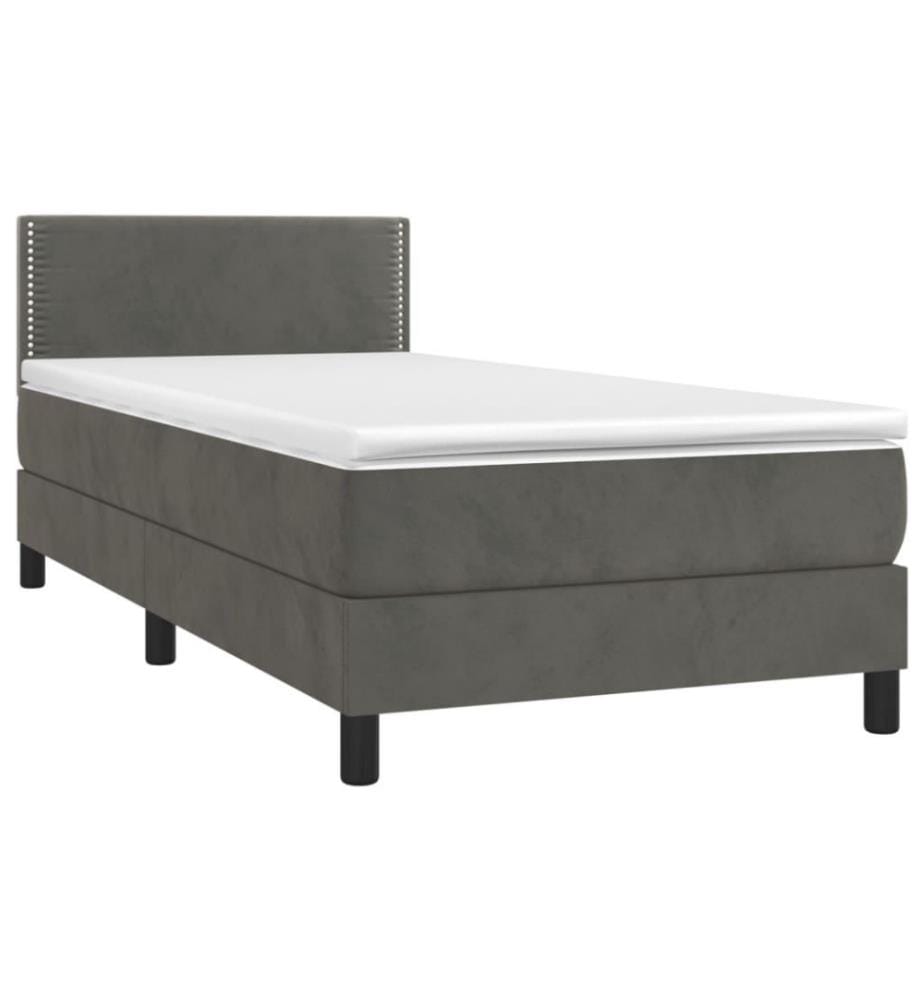 Boxspringbett mit Matratze Dunkelgrau 90x200 cm Samt