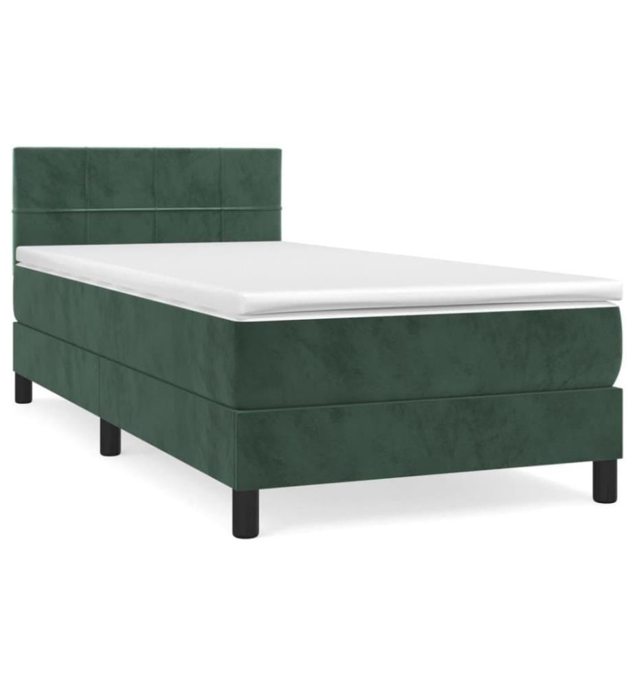 Boxspringbett mit Matratze Dunkelgrün 80x200 cm Samt