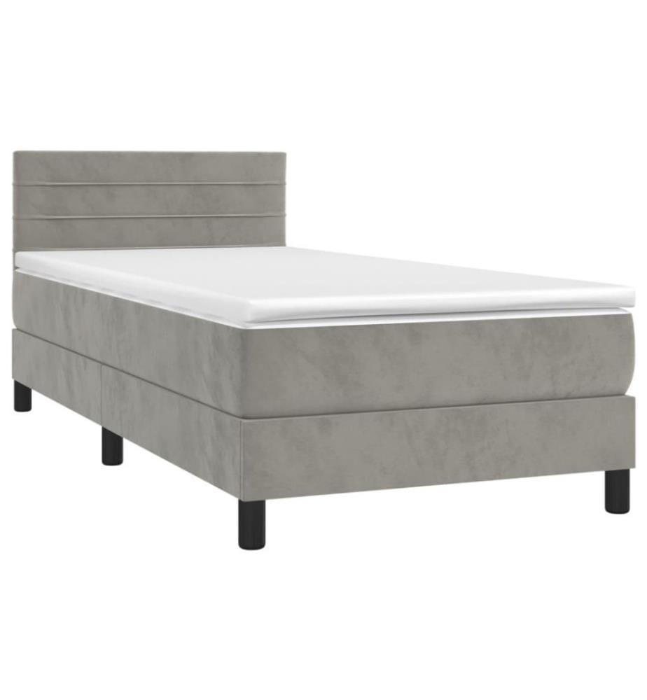 Boxspringbett mit Matratze Hellgrau 100x200 cm Samt