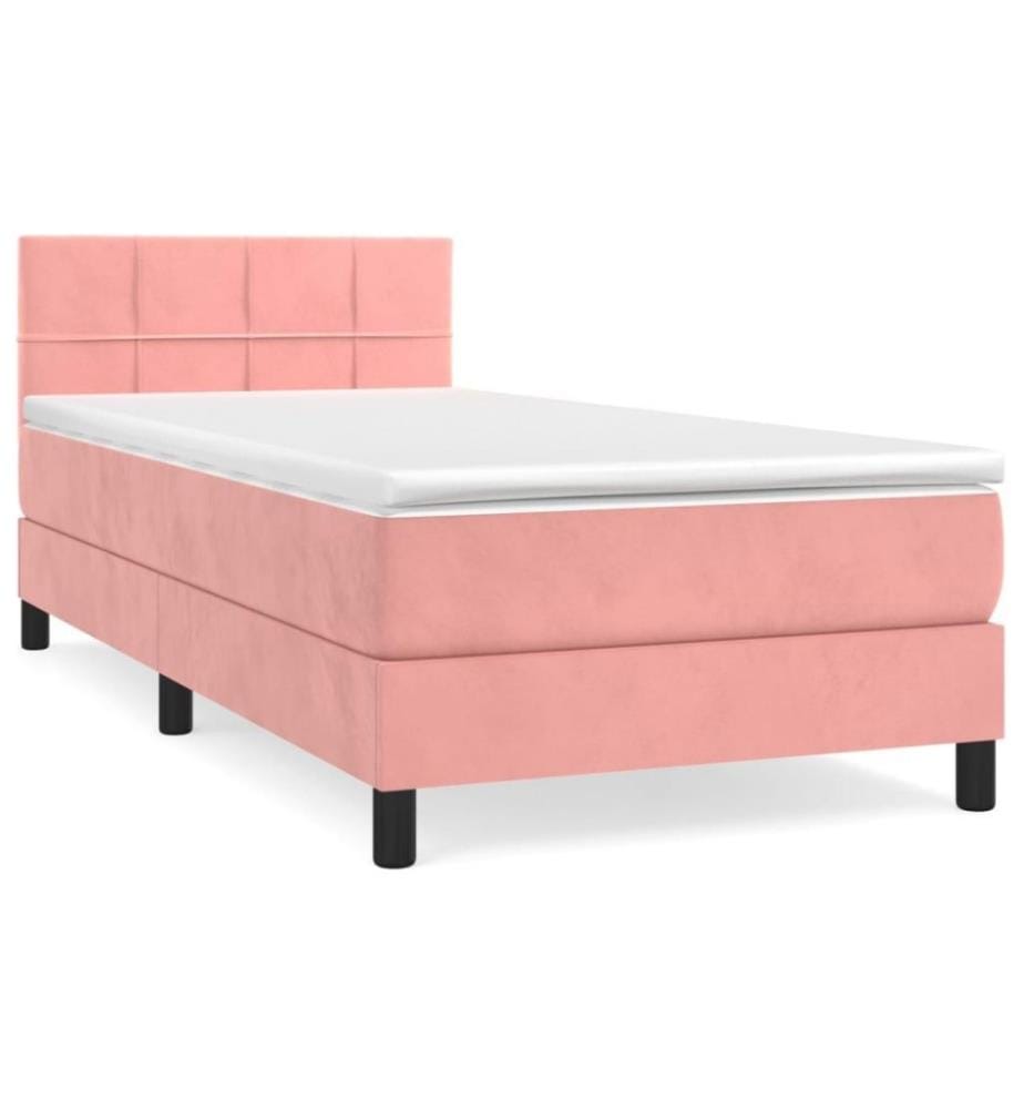 Boxspringbett mit Matratze Rosa 100x200 cm Samt