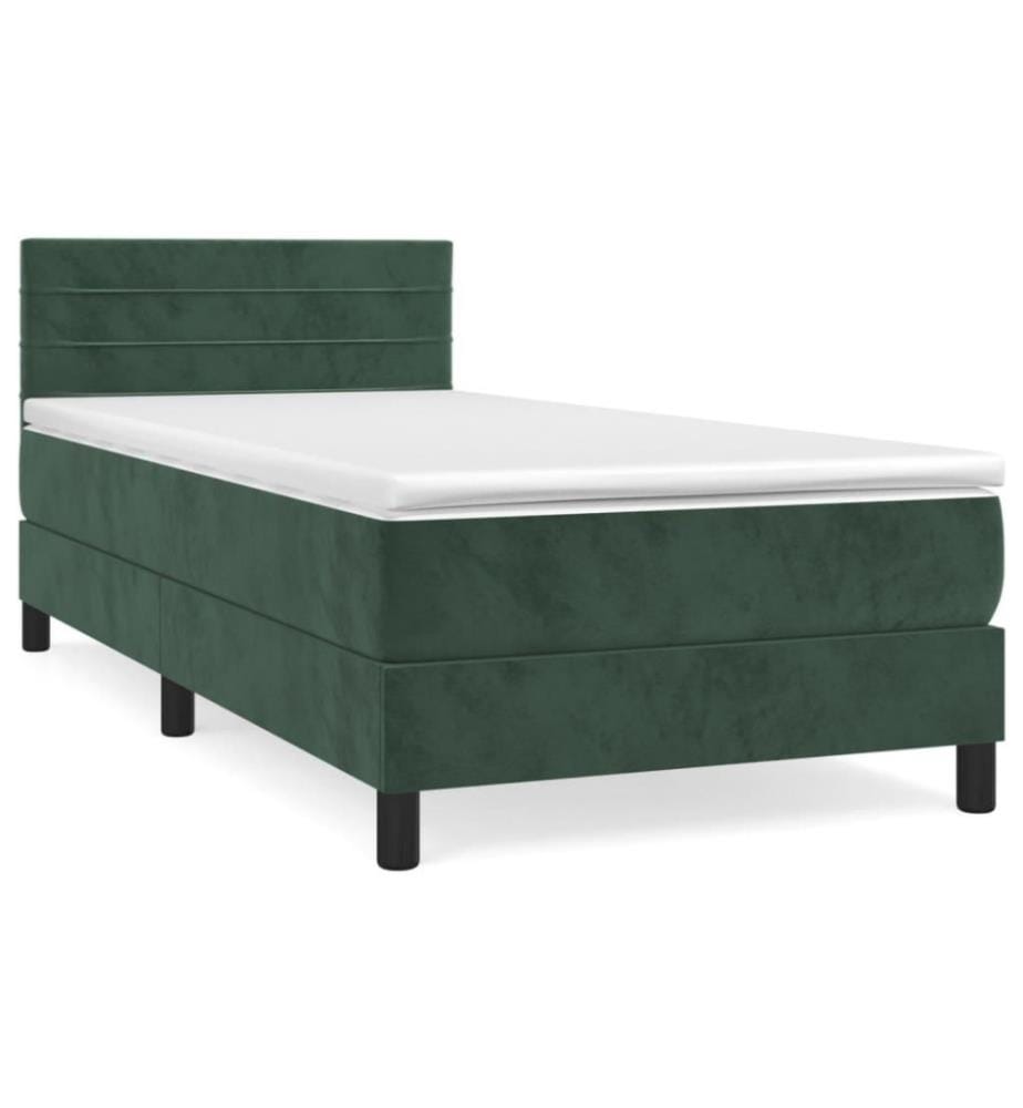 Boxspringbett mit Matratze Dunkelgrün 80x200 cm Samt