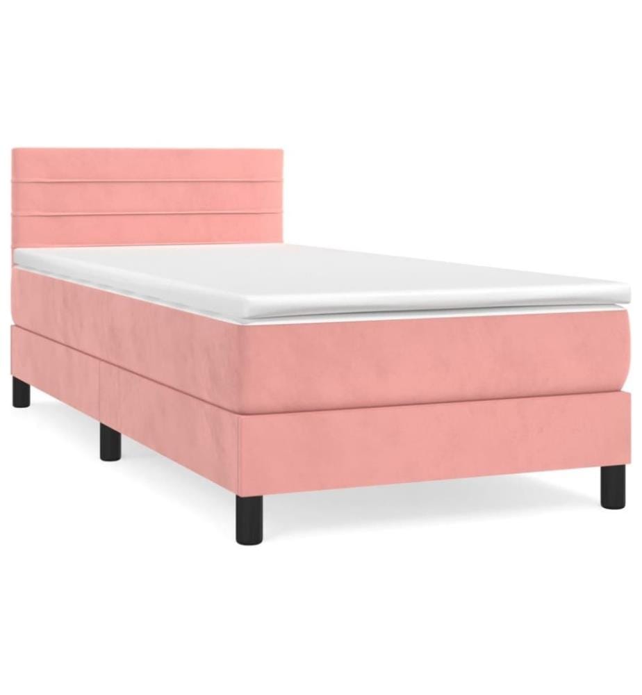 Boxspringbett mit Matratze Rosa 100x200 cm Samt