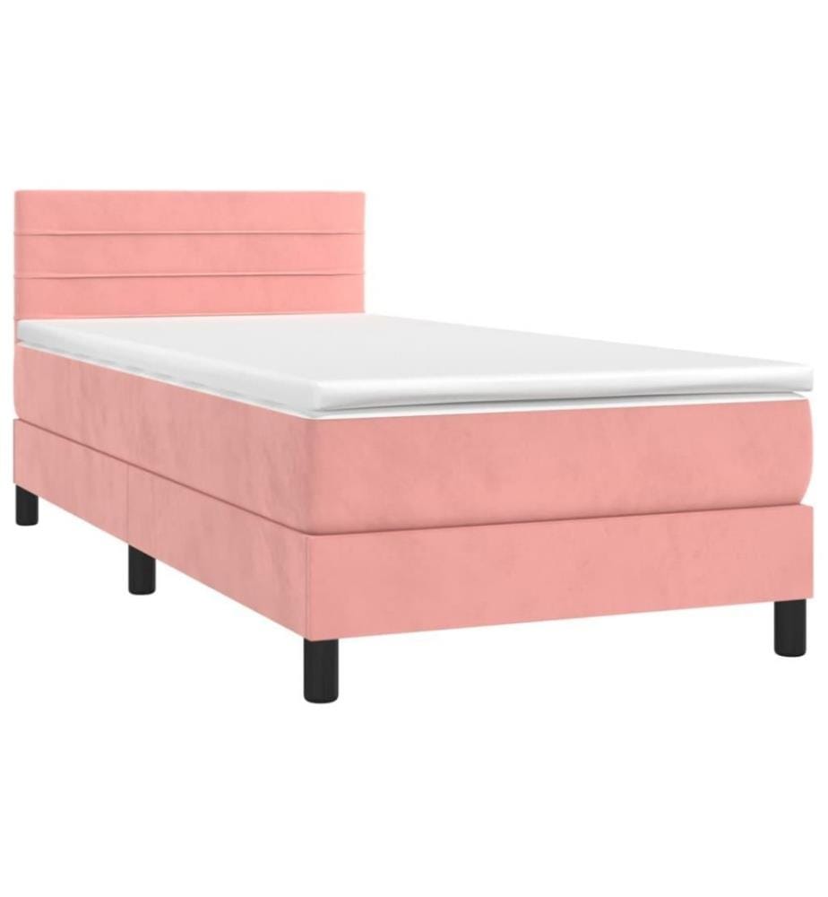 Boxspringbett mit Matratze Rosa 90x200 cm Samt