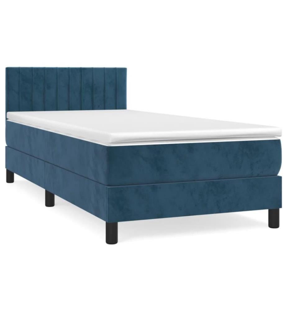 Boxspringbett mit Matratze Dunkelblau 80x200 cm Samt
