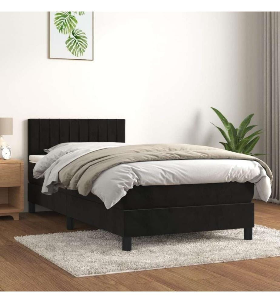 Boxspringbett mit Matratze Schwarz 90x200 cm Samt
