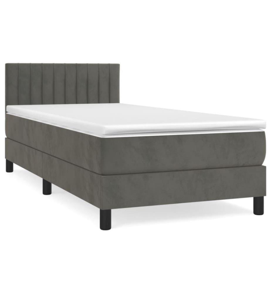 Boxspringbett mit Matratze Dunkelgrau 90x200 cm Samt