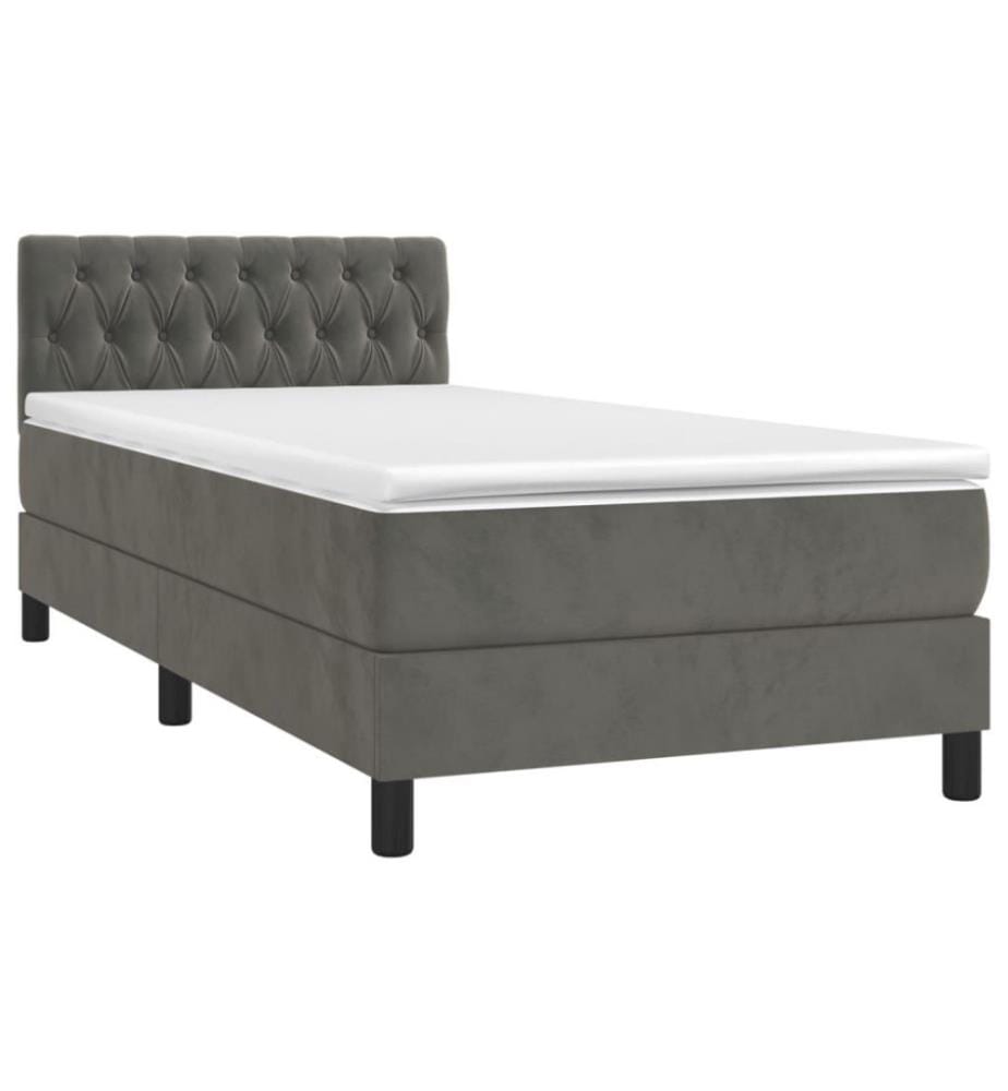 Boxspringbett mit Matratze Dunkelgrau 90x200 cm Samt