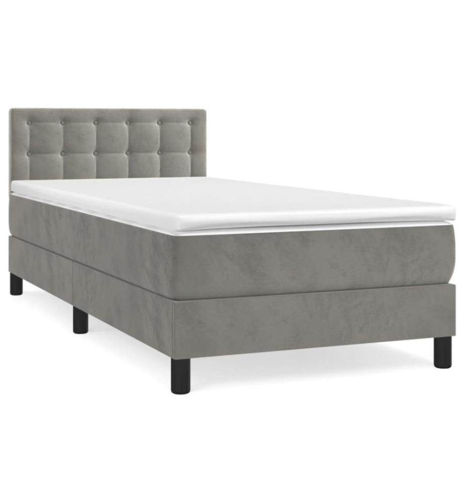Boxspringbett mit Matratze Hellgrau 80x200 cm Samt