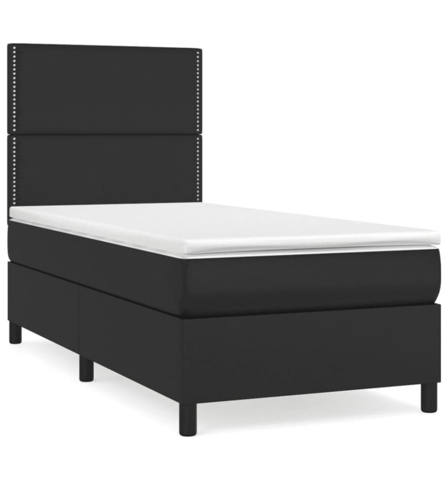 Boxspringbett mit Matratze Schwarz 100x200 cm Kunstleder