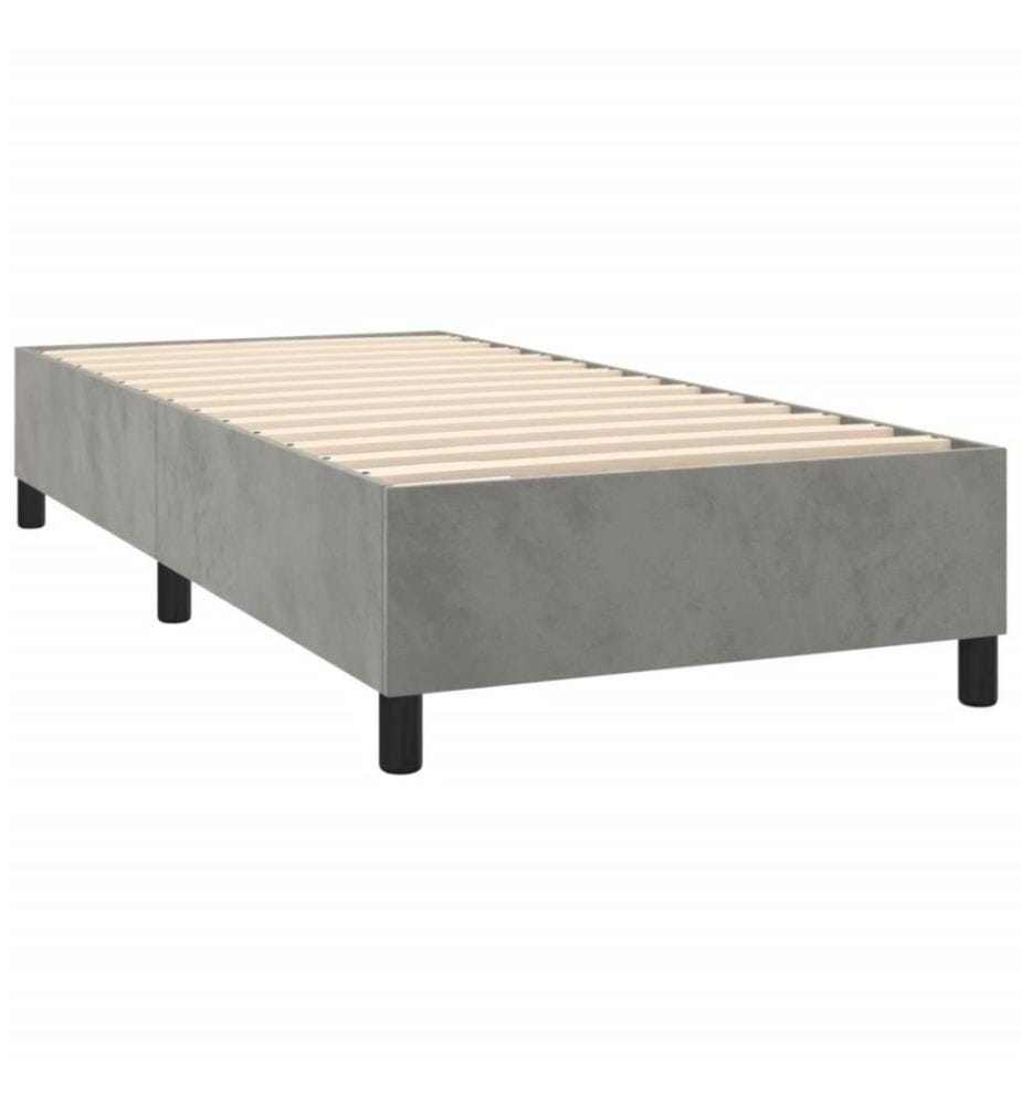 Boxspringbett mit Matratze Hellgrau 100x200 cm Samt