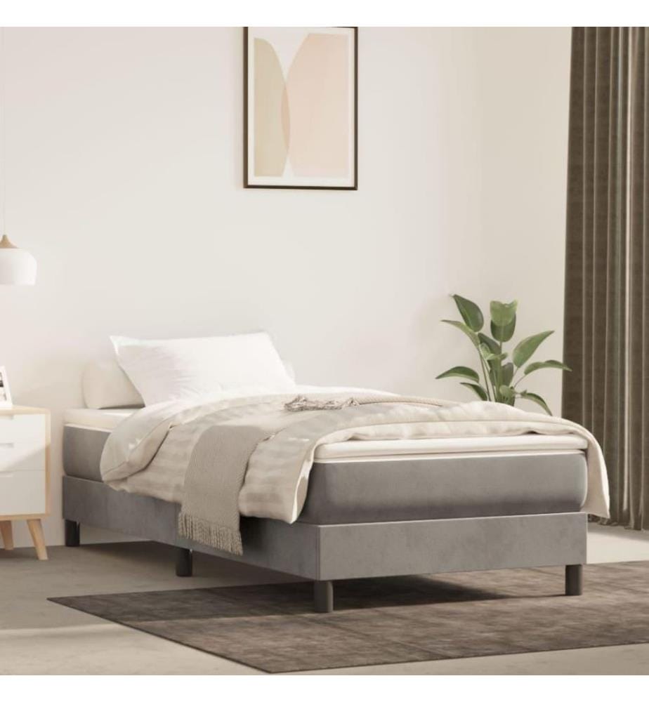 Boxspringbett mit Matratze Hellgrau 90x200 cm Samt